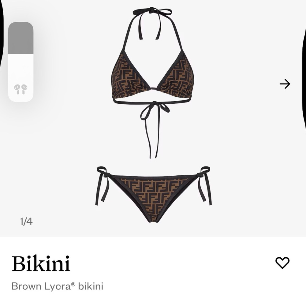 Fendi Black and Brown Logo Bikini